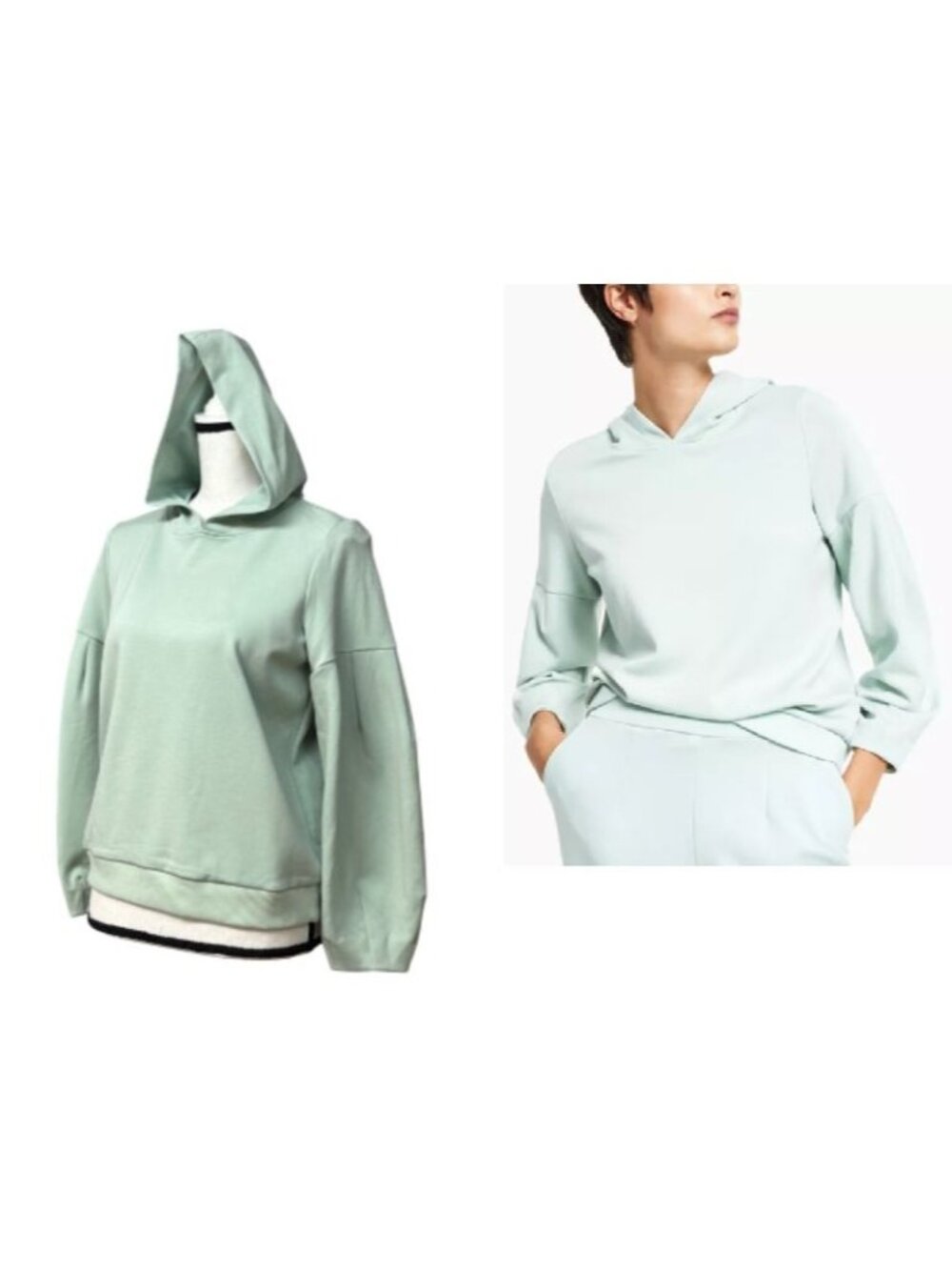 Alfani Petite Scuba Balloon-Sleeve Hoodie,  Aqua Foam, Sz. PM